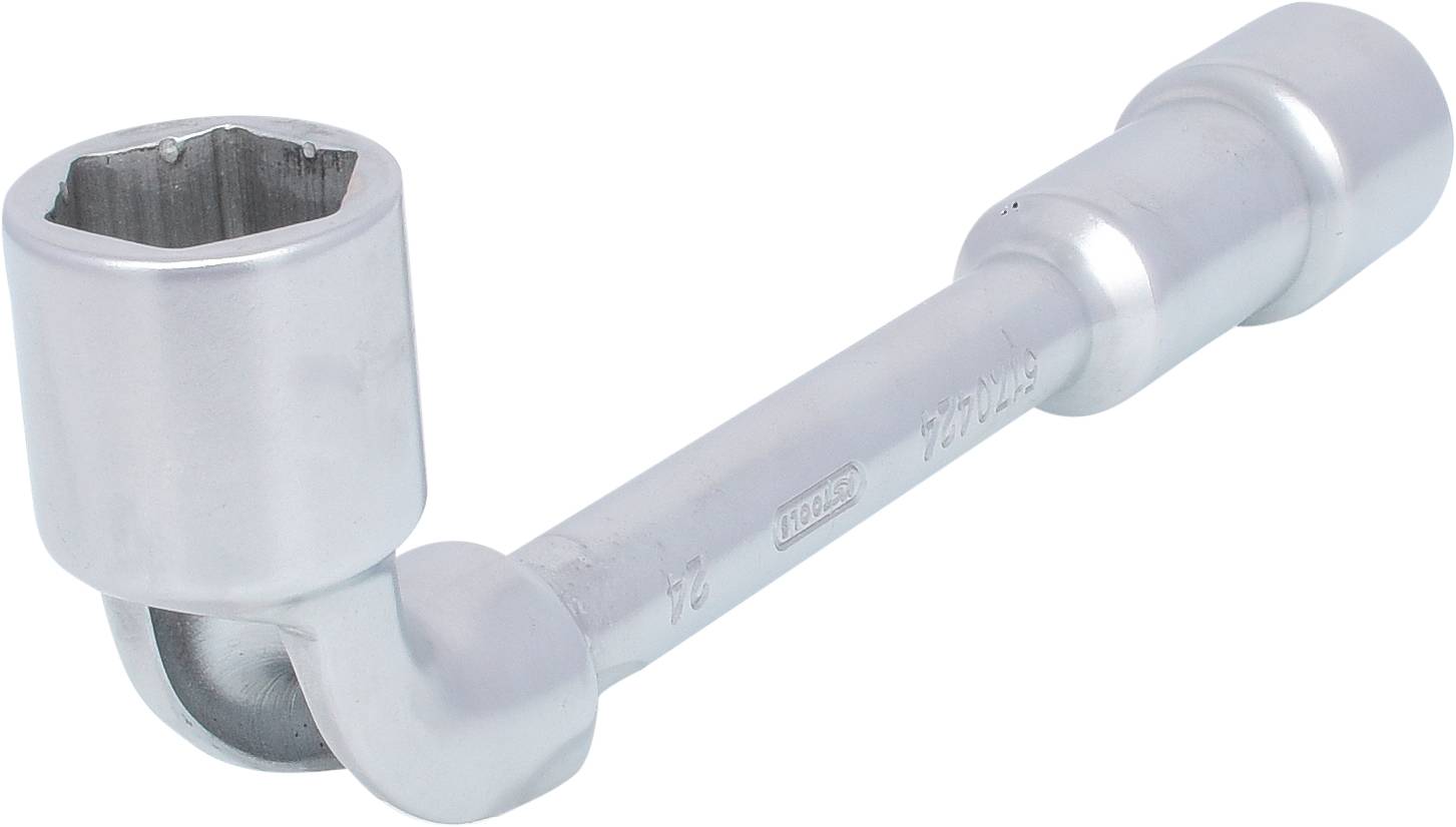 A silver Allen key with a six-sided socket head, used for tightening or loosening screws.