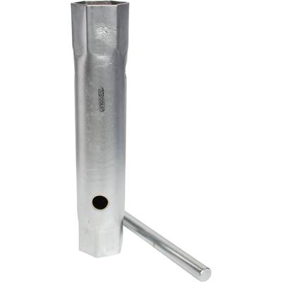 Metal spanner with a long, cylindrical sleeve and a transverse pin inserted as a handle. Suitable for tightening nuts or bolts.