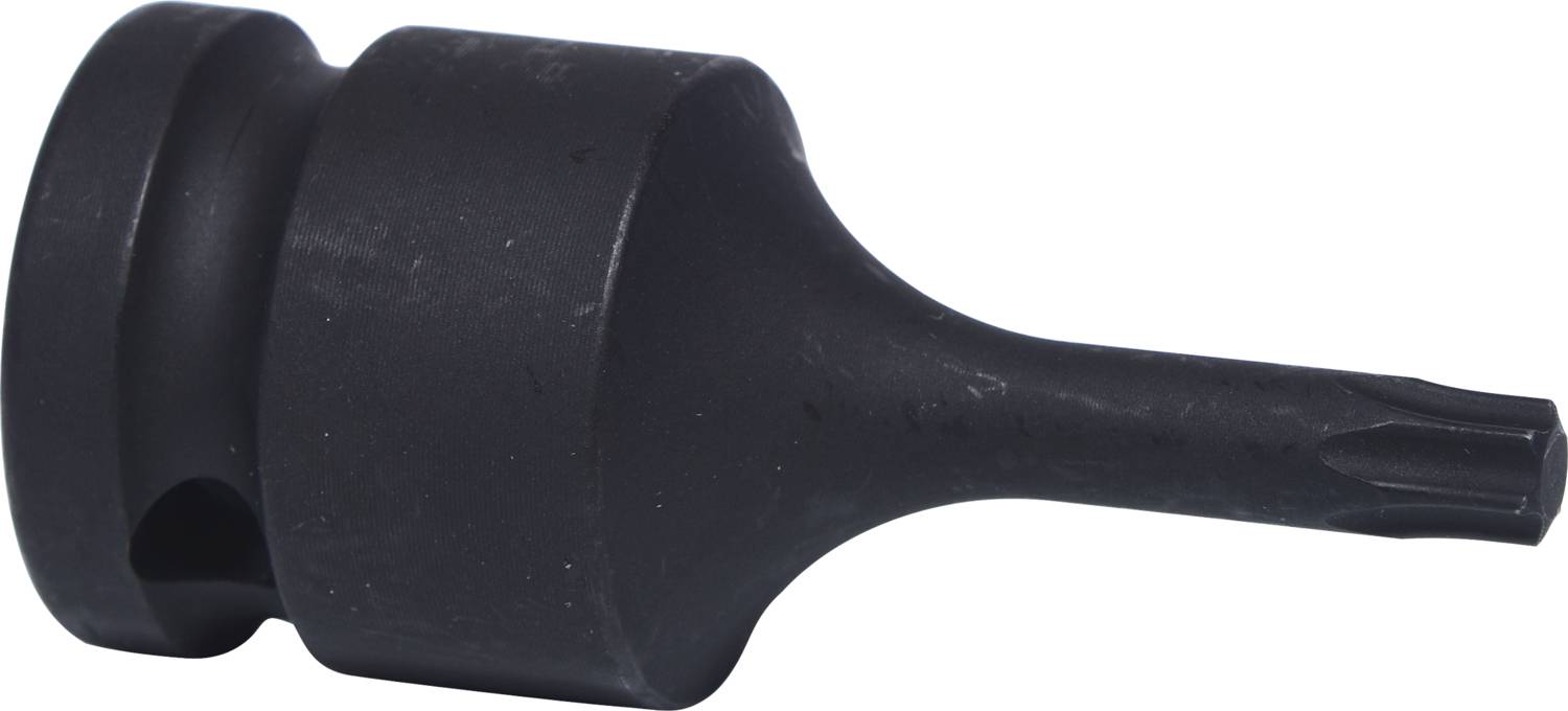 Black Torx screwdriver bit, suitable for machine or manual use, made from durable material.