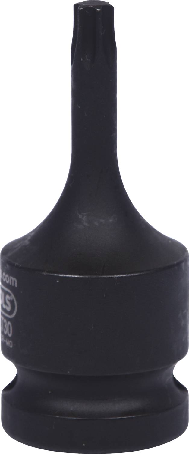 A black Torx screwdriver bit with a long shaft and round handle. Suitable for work with specialist screws.