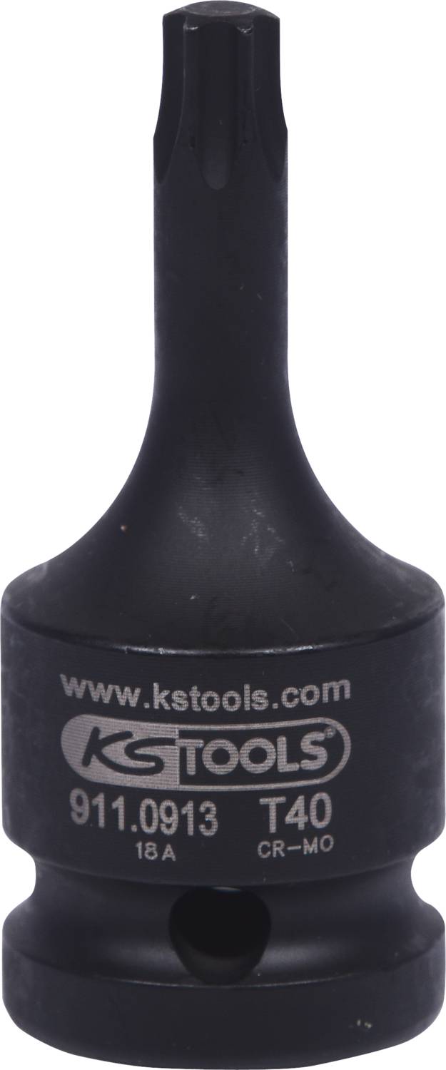 A black Torx bit attachment in size T40, brand KS Tools, for use in workshop equipment.