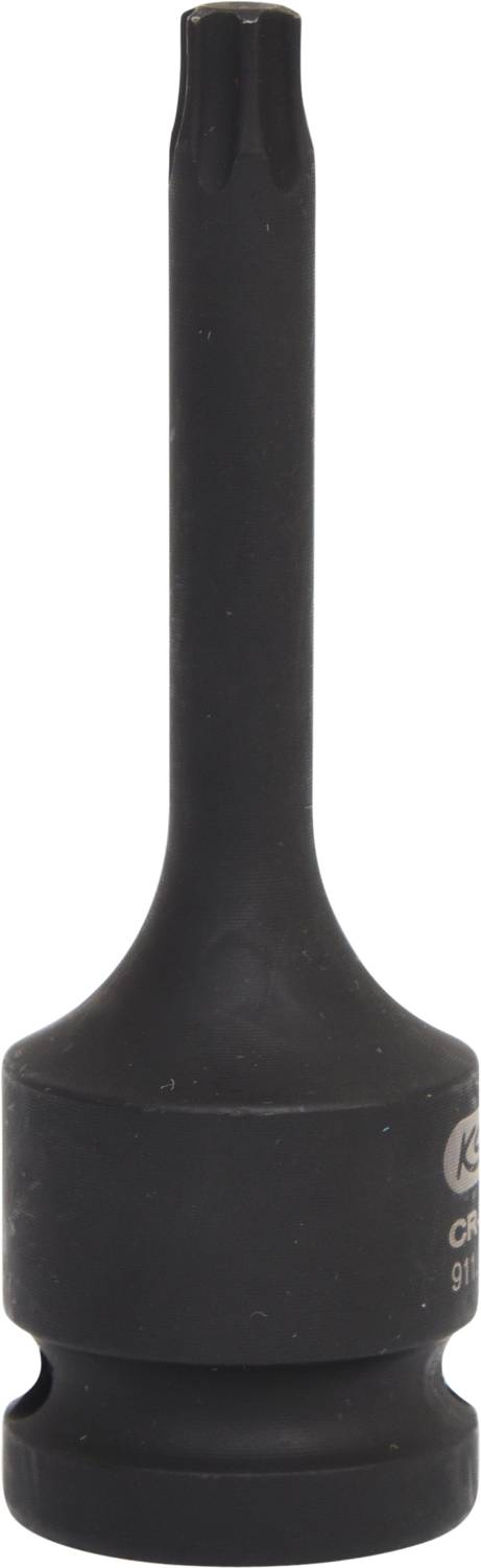 Long-shanked bit key with a Torx-shaped head, designed for use with spanners or similar tools.