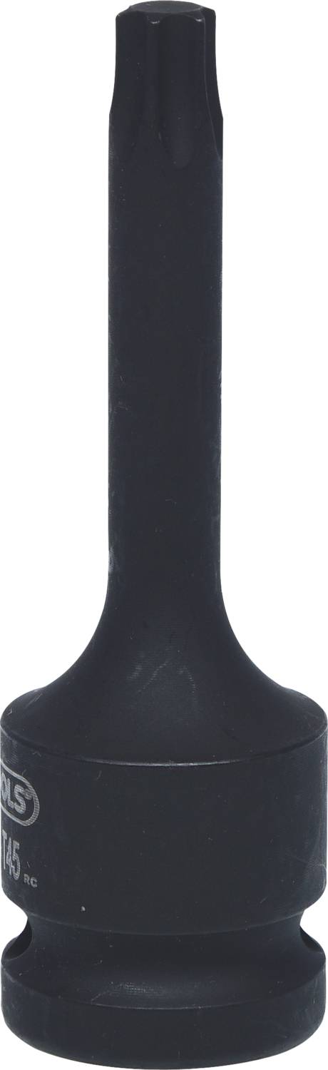 Black socket extension with a long shaft, used for working on hard-to-reach areas during vehicle maintenance.