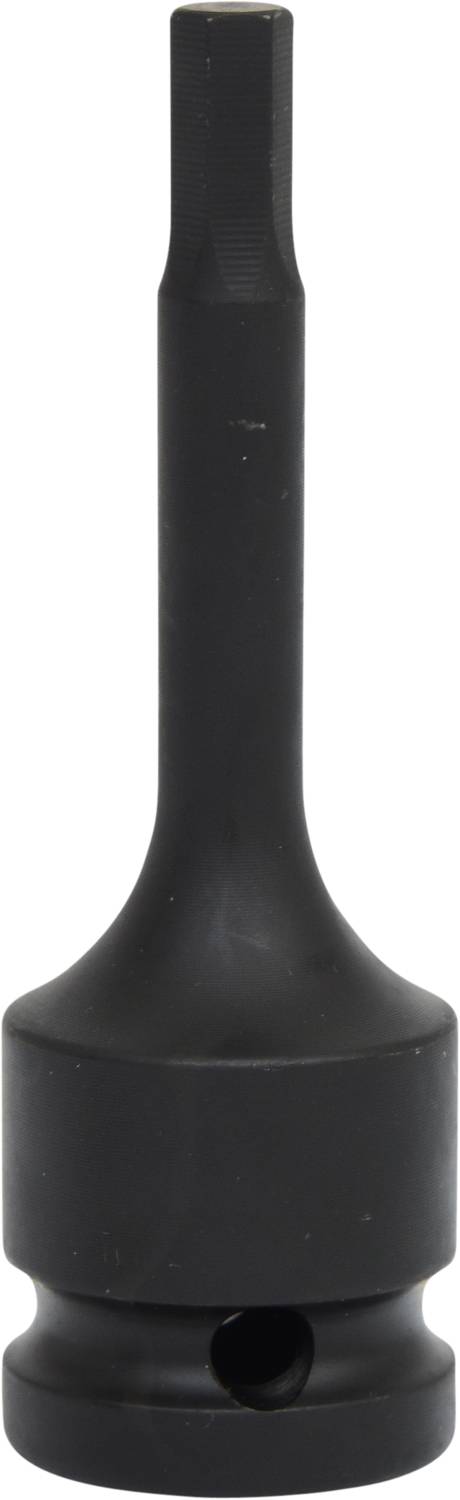 Long, black spanner with a hexagonal tip, suitable for tightening or loosening screws in hard-to-reach areas.