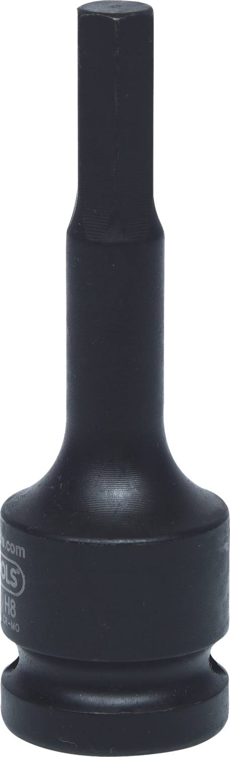 A black hexagonal bit for use with an impact driver.