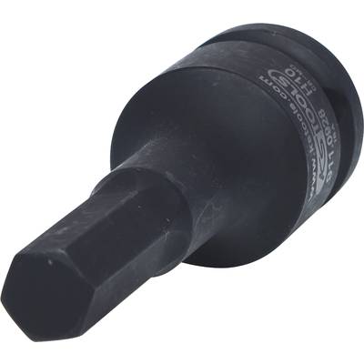 A black hexagonal bit attachment for screwdrivers lies to the side. It is solid and suitable for mechanical work.