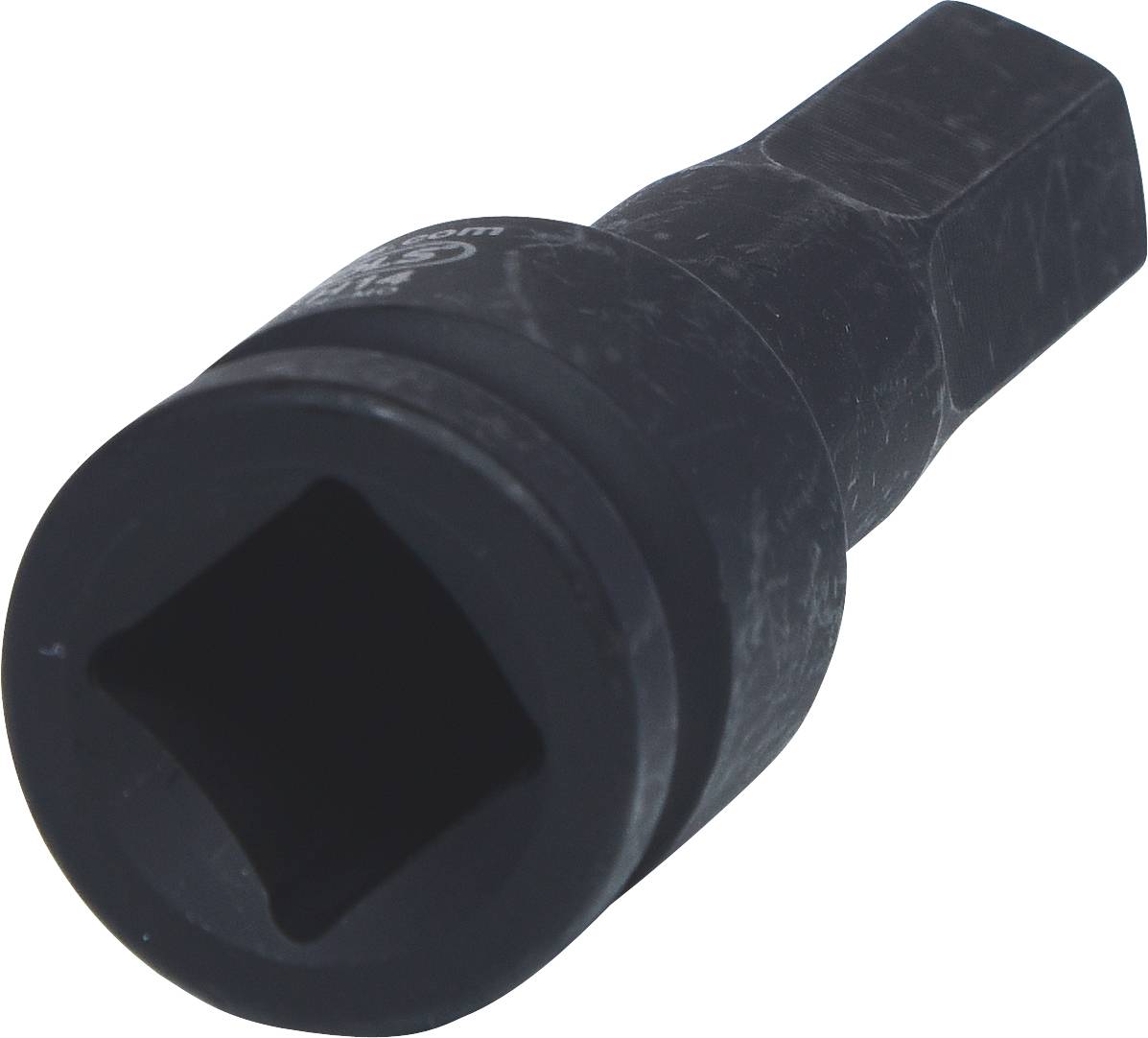 A black square-drive socket attachment, suitable for work with bolts and nuts.