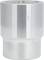 Metallic socket in cylindrical form, shiny silver-coloured, suitable for use with a socket wrench for repair work.