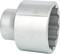 A silver socket extension with a grooved inner surface, suitable for working with screws or nuts.