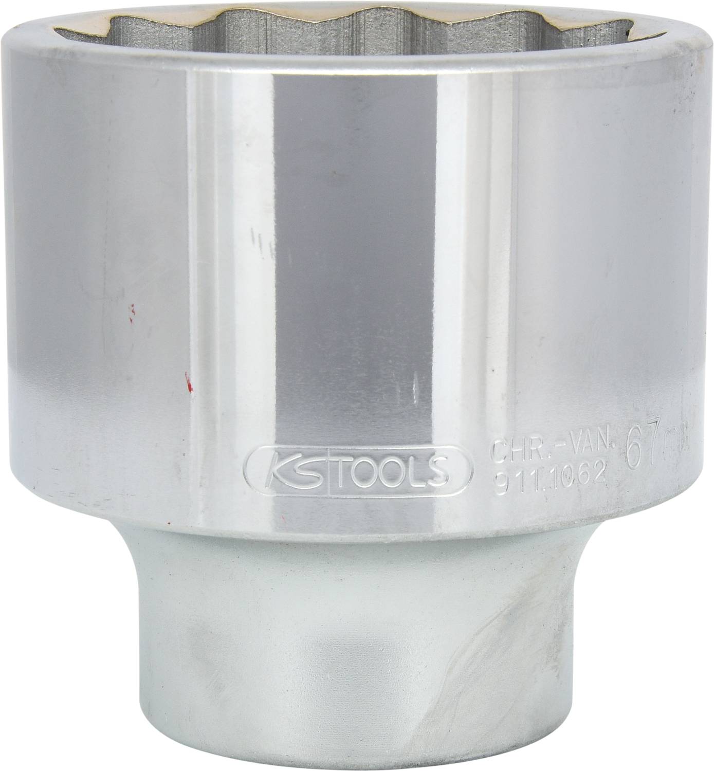 A silver key socket attachment with the KS TOOLS logo and labelling, suitable for work on machines or vehicles.