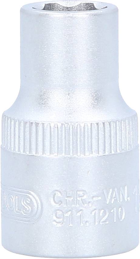 Silver metal socket wrench with inscription 'CHR. VAN. 14' and '911.1210', used for socket wrench sets in mechanics.