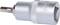 'Hexagonal socket wrench with silver casing, knurled grip area and integrated bit, side view.'