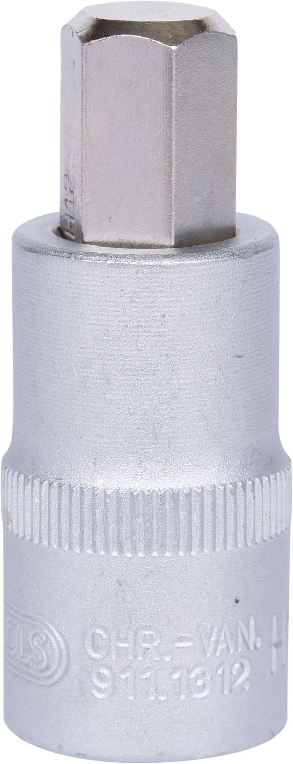 Metallic socket insert with hexagonal opening, suitable for working with hexagonal screws and nuts. Inscription: 'CHR-VAN. H 911-1812'.