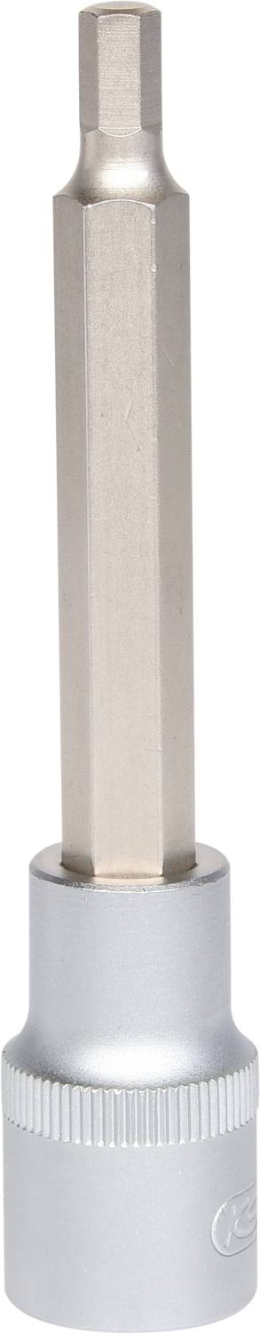 Hexagonal metal bit attachment, suitable for screw work. The attachment has an elongated shape and is made of silver-coloured material.