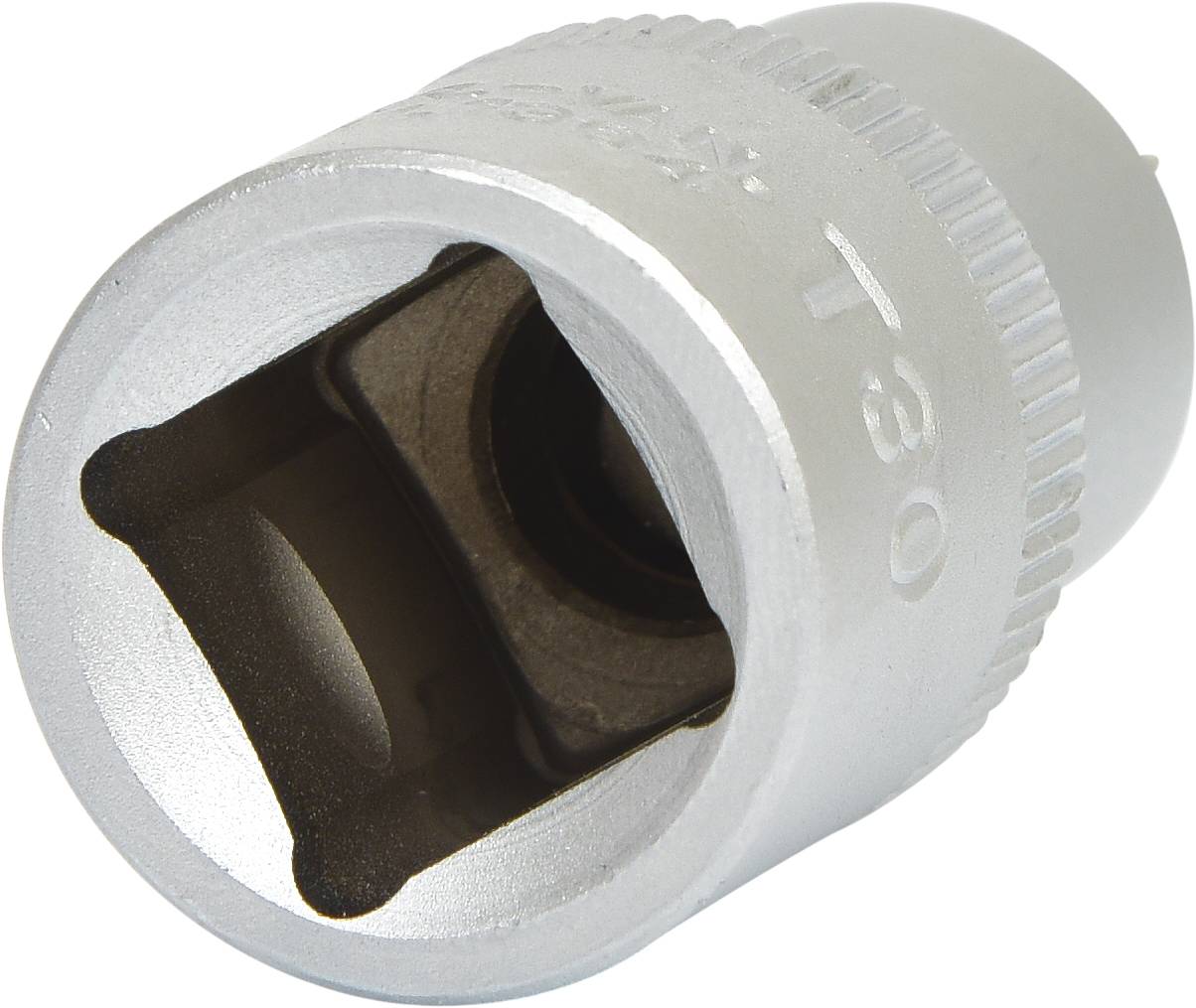 A silver Torx bit socket marked 'T30'. It is suitable for mechanical work or repairs and has an internal hexalobular head.