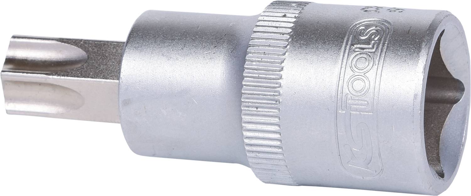 A silver socket extension with a knurled handle, marked with 'KS TOOLS'.