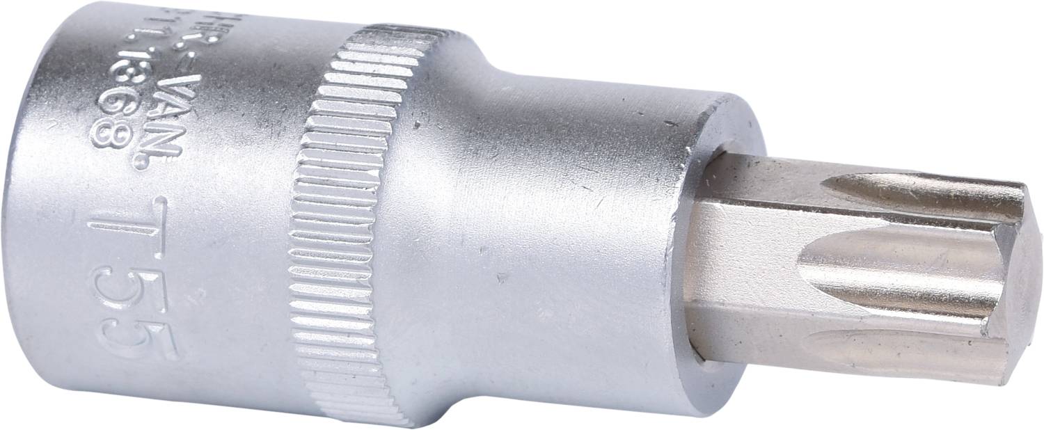 A silver Torx bit attachment for spanners with the inscription 'T55'.