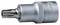 Metal Torx bit adapter with a six-pointed internal profile for attachment to screwdrivers or ratchets.