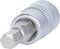 A silver socket key set bit adapter, hexagonal in shape, made of metal, for mechanical work and tools.