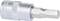 Metal hexagonal bit adaptor, silver in colour, with a knurled edge and hexagonal end, suitable for screw-related tasks.
