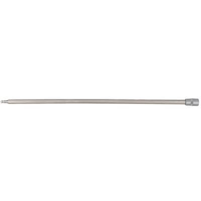 Metal pipe with grey connecting nut at one end, on white background.