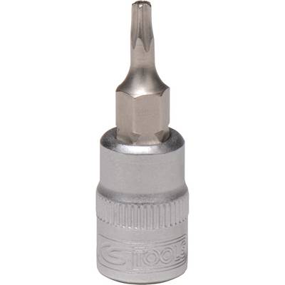 Metallic screwdriver bit with a hexagonal shaft and star-shaped tip, suitable for precision work.