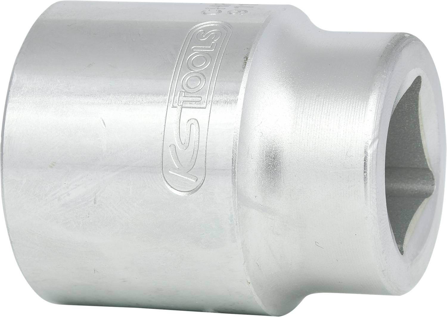 A silver socket extension with a hexagonal opening, engraved with the 'KS Tools' logo. Primarily used for mechanical work.