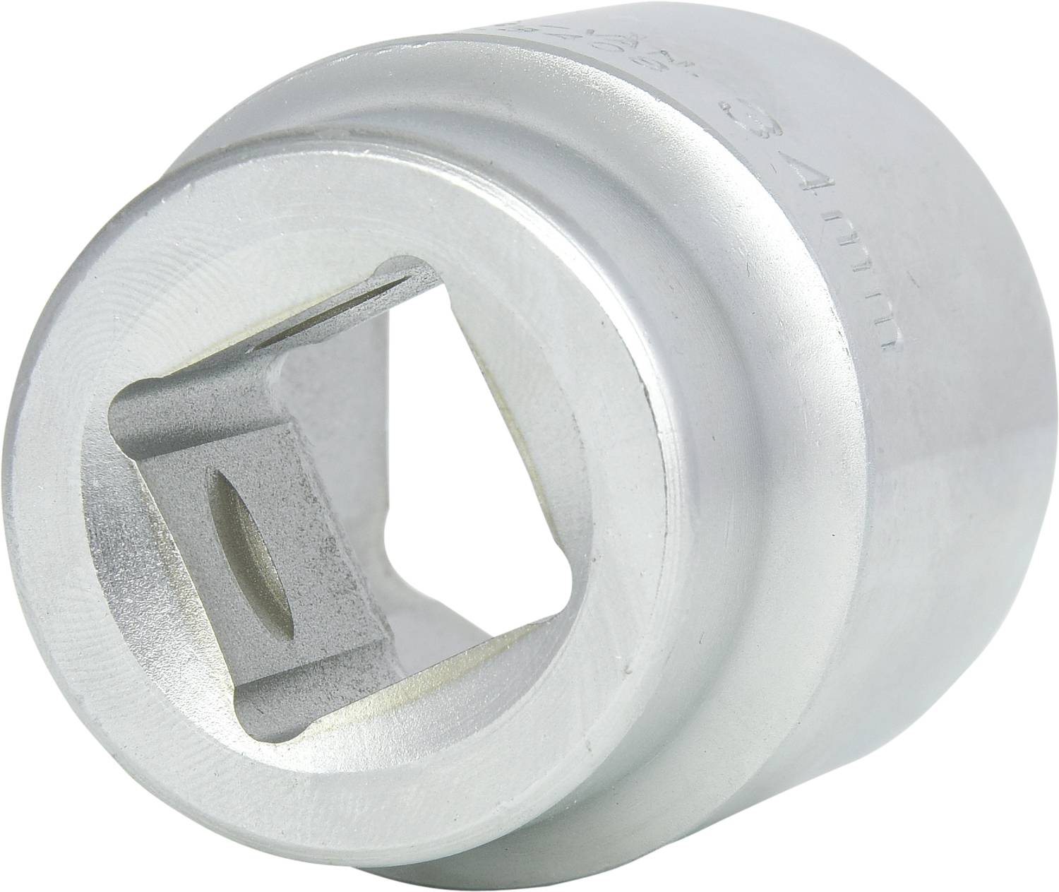 Silver nut for ratchets, square opening, smooth surface.