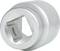 Silver nut for ratchets, square opening, smooth surface.