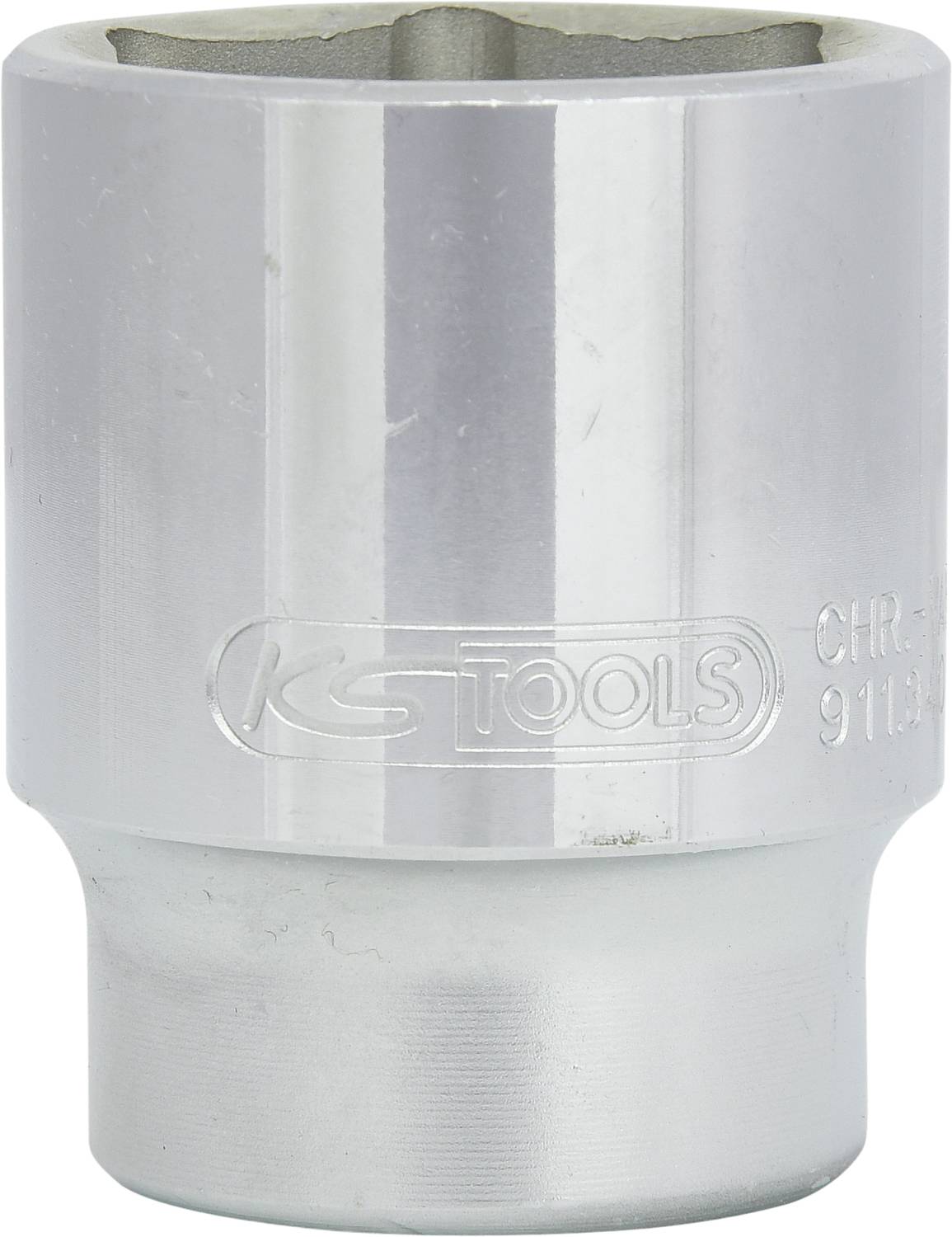 A gleaming socket drive with 'KS TOOLS' inscription. Used for fastening and loosening nuts and bolts.