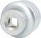 Metallic cylinder with a square hole in the centre. Suitable for securing screws or bolts.