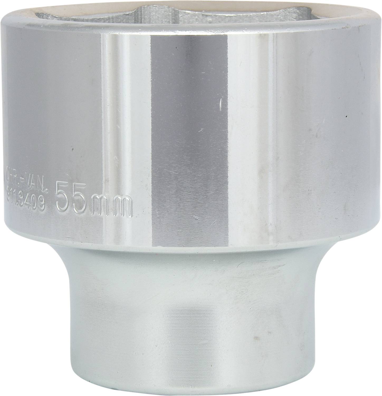 Metal socket drive with a diameter of 55 mm, with a polished surface. Used for mechanical work.