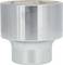 A metallic tool that looks like a socket attachment, primarily used for tightening or loosening nuts and bolts.