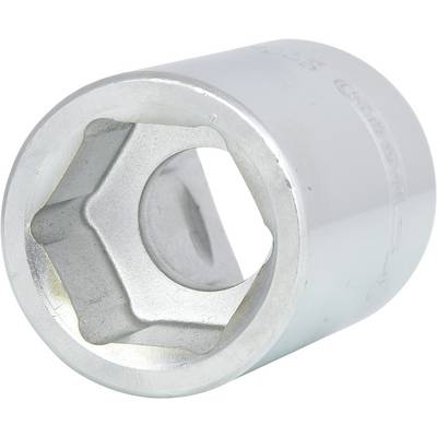 Metal spanner with a hexagonal opening, silver-coloured and shiny, suitable for tightening or loosening nuts and bolts.