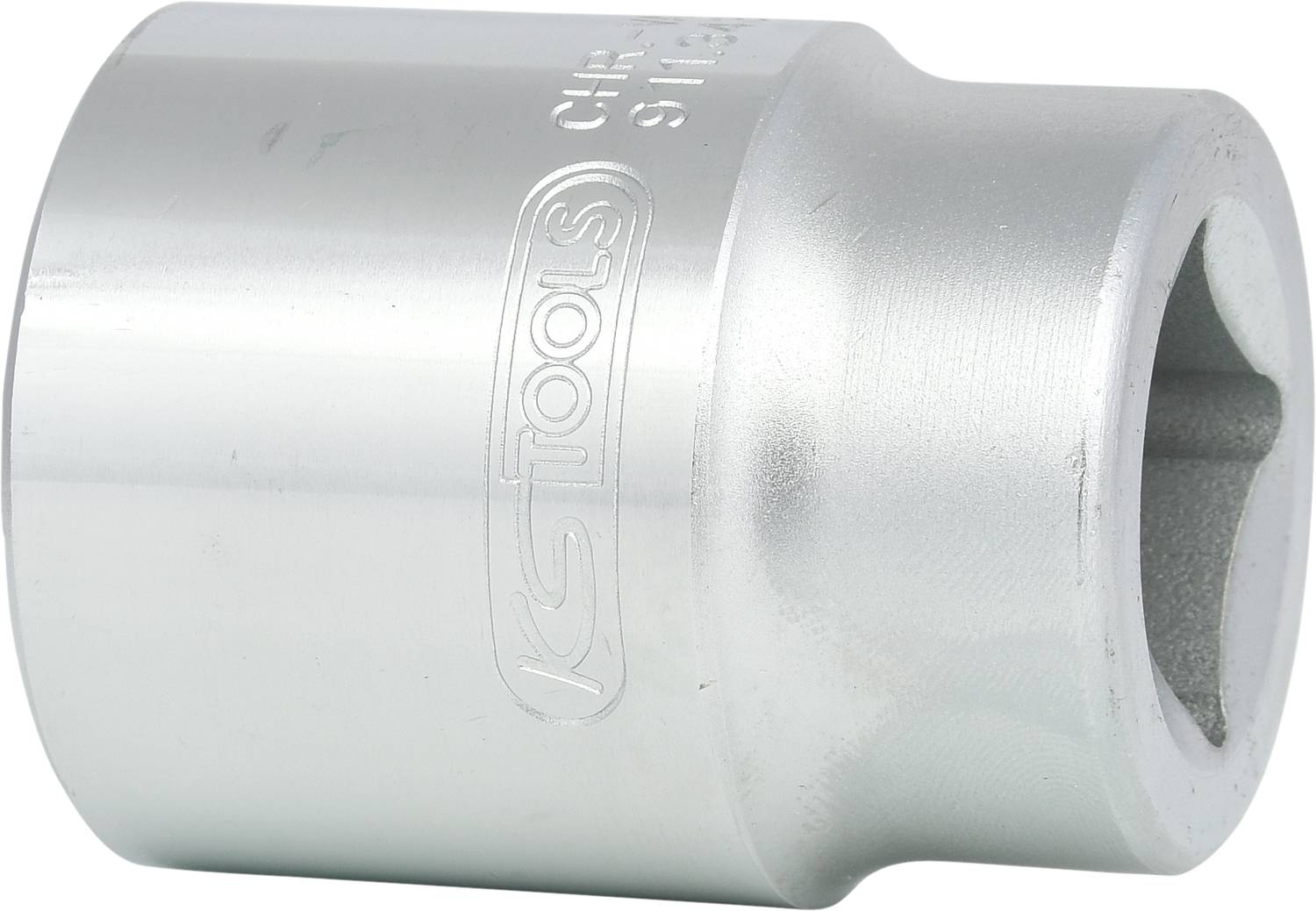 A silver socket attachment with a smooth surface. 'KS Tools' marking visible on the side. Suitable for mechanical work.