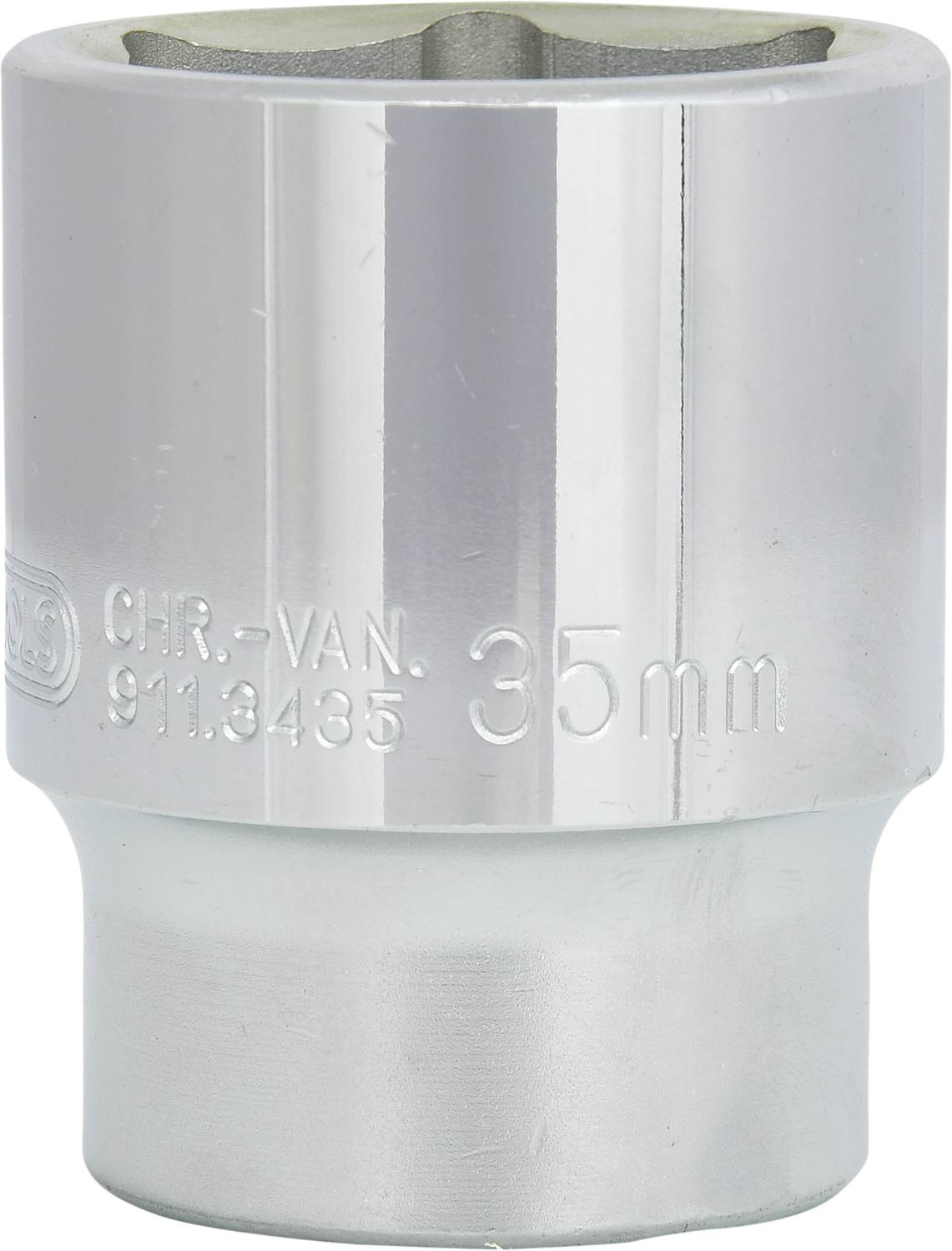 A silver metal camera lens cap, stamped with the inscription '35 mm'.