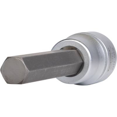 A hexagonal metal bit for a spanner, manufactured from steel.