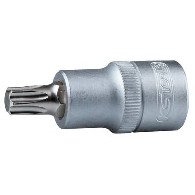 A silver Torx bit socket for screw work, cylindrical with a side-ribbed pattern for improved grip.