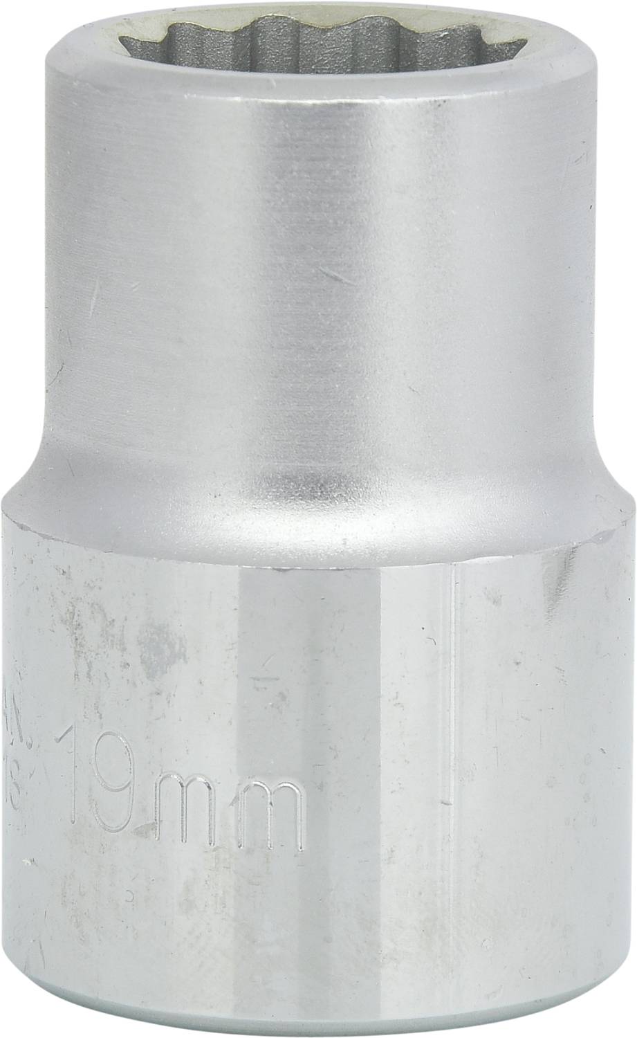 Silver-plated wing nut, 19 mm in size, with ridged edges, glossy surface. Used for screw-related work.