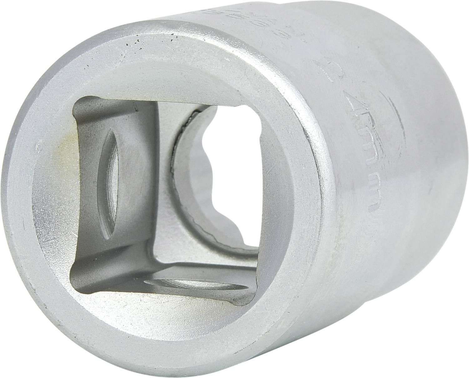 Metal screwdriver bit, cylindrical, with hexagonal internal profile, for loosening nuts and bolts.