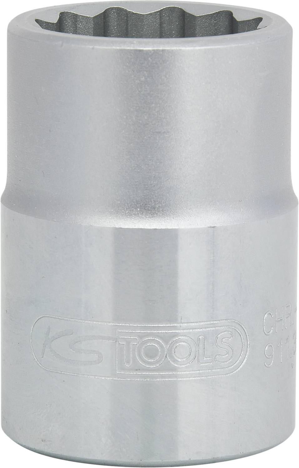 Metallic socket with a cylindrical form and toothed internal profile. Suitable for turning nuts and screw heads.