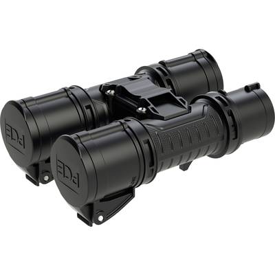 A black, cylindrical pair of binoculars with a robust design, dual lens and textured grip. Perfect for outdoor activities.
