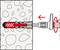 Illustration of a wall anchor being tightened. The anchor expands inside the wall, securing the screw as indicated by red arrows.