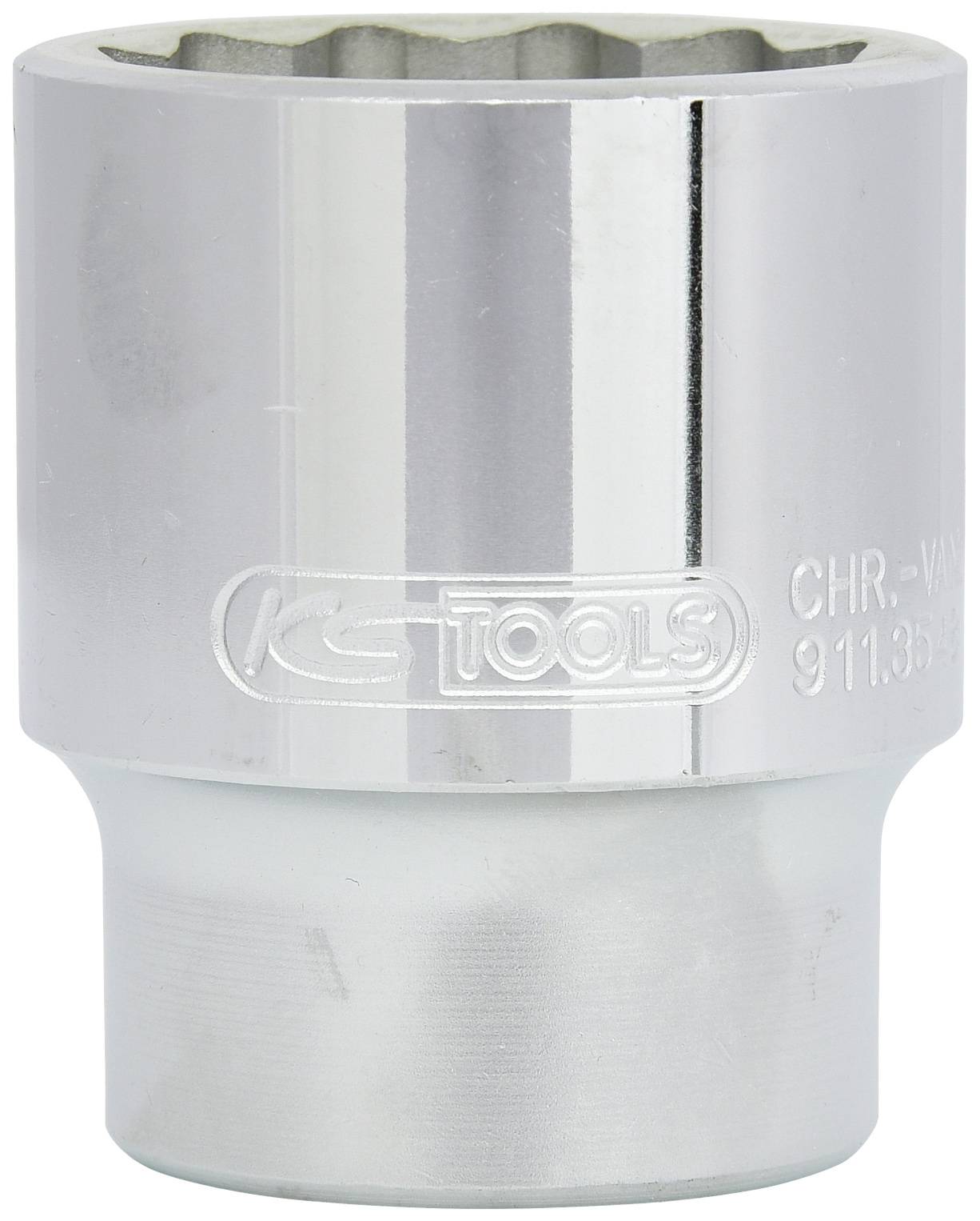 Metal socket extension with logo and embossing.
