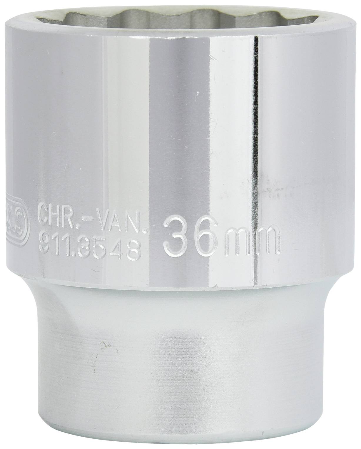 A silver stud nut with the engraving '36 mm', suitable for mechanical work, particularly for use with a spanner.