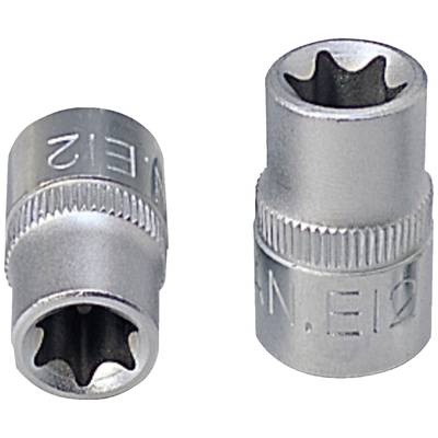 Two metallic hexagonal external tools in different perspectives. They are small and cylindrical, with embossed labelling.