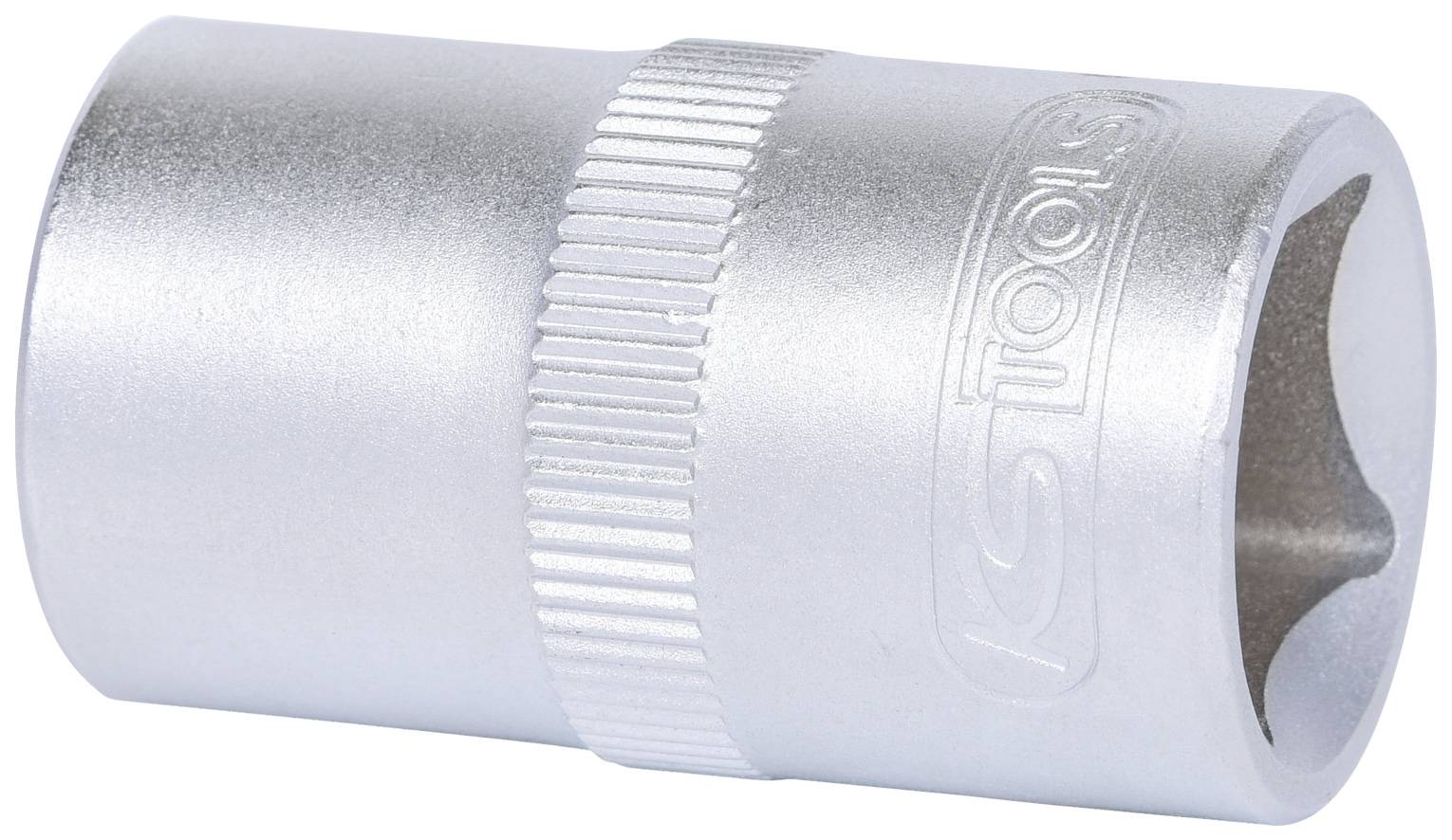 Metal socket spanner with knurled handle and embossed logo. Ideal for tightening or loosening nuts and bolts.