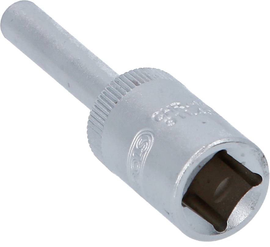A silver socket wrench with an extended handle, commonly used for assembling or disassembling screws in hard-to-reach areas.