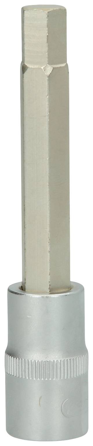 Six-sided bit tool with extension, silver-coloured. Used for tightening or loosening screws in hard-to-reach areas.