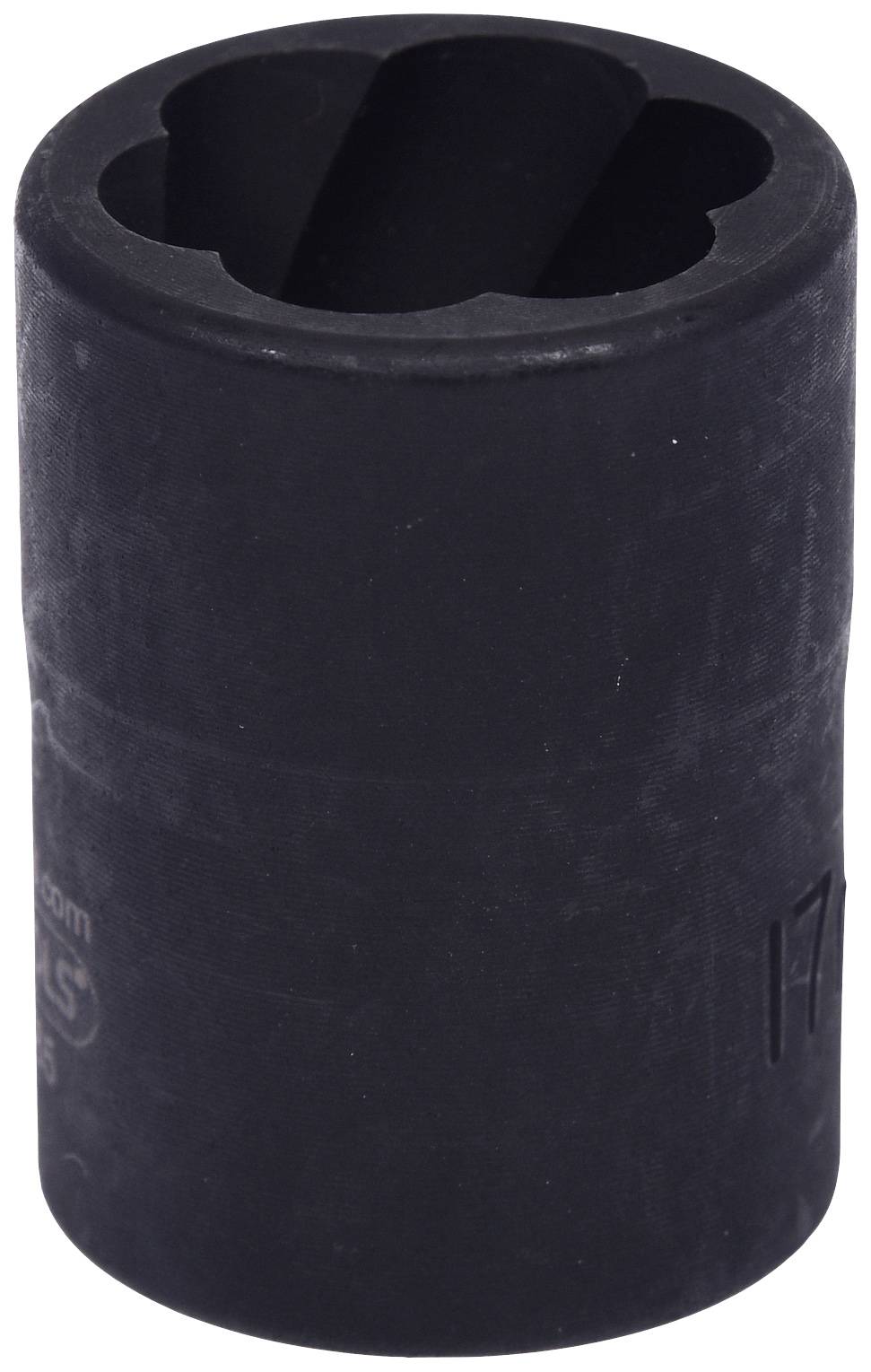 Black socket wrench with 17 mm diameter, suitable for work on vehicles or machinery.